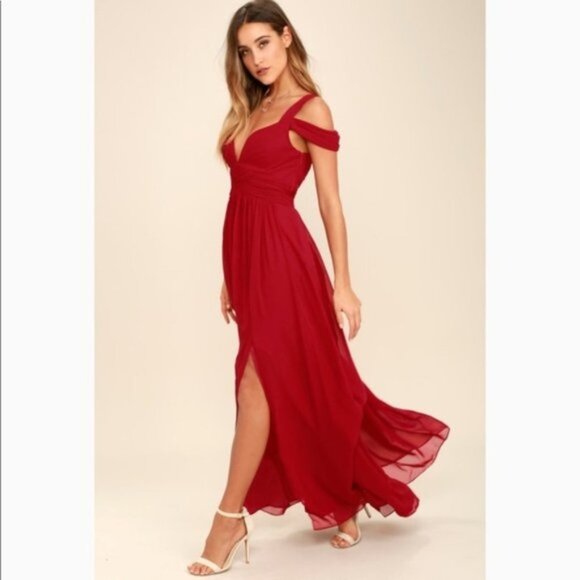 Gorgeous and Elegant Lulu's Red Wine Gown - Picture 3 of 9